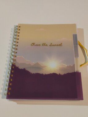 Brand New Beautiful James Burke 5 Subject Notebook '' CHASE THE SUNSET '' NEW